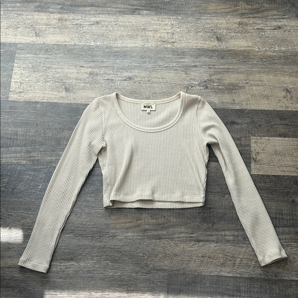 Madewell Beige Long Sleeve Crop Top